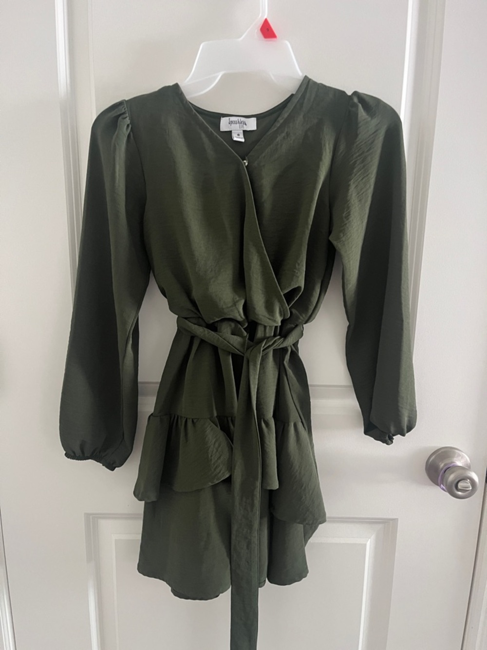 Girls Olive Green Dress Size 8 | Casual Elegant Cotton | Pre-Owned Excellent